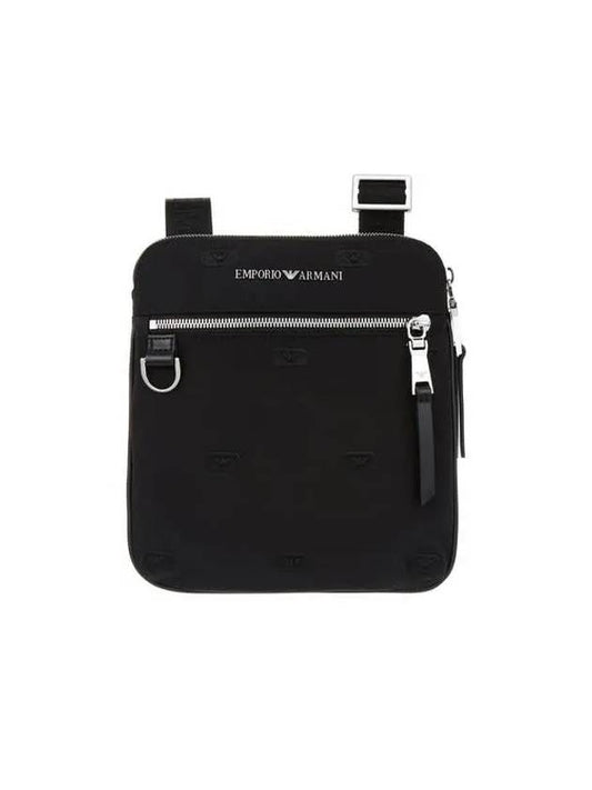 Men s Eagle Embroidery Flat Messenger Bag Black 271587 - EMPORIO ARMANI - BALAAN 1