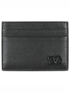 Men's Signature Logo Leather Card Wallet Black - VALENTINO - BALAAN 2