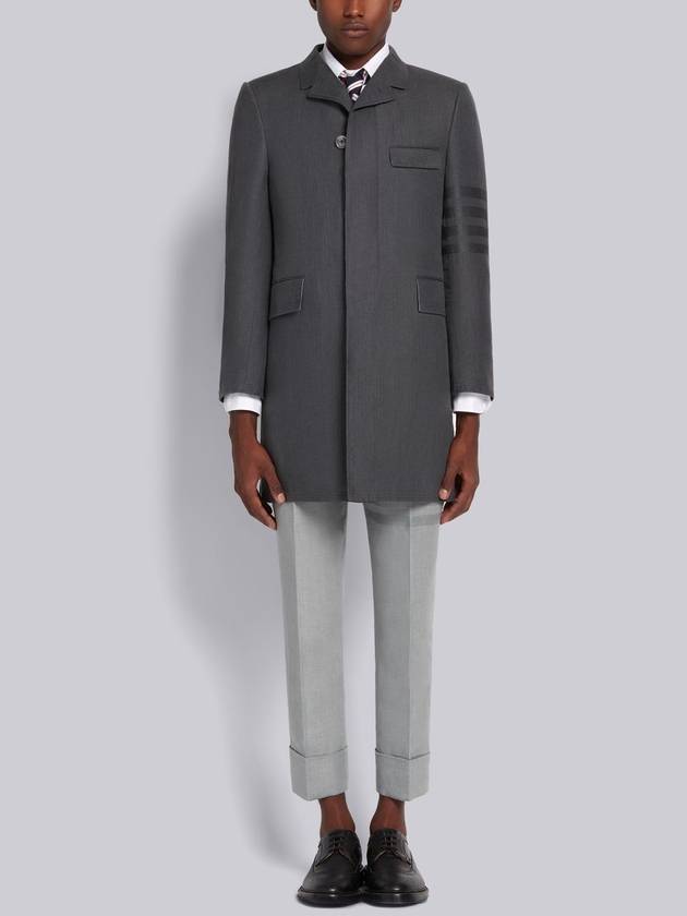 4 Bar Stripe Crispy Linen Jacket Grey - THOM BROWNE - BALAAN 5