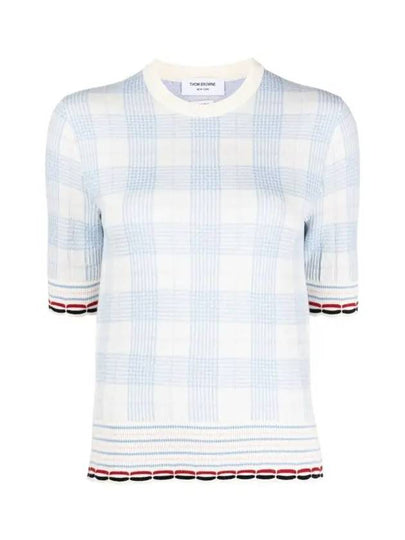 Thom Browne Women's Hairline Check Merino Wool Short Sleeve T-Shirt - THOM BROWNE - BALAAN 2