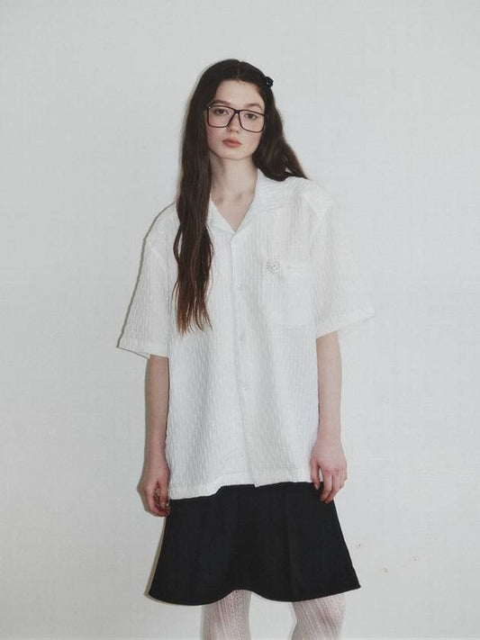 Wrikle Emboss Open Collar Shirt_White_W - KINETO - BALAAN 1