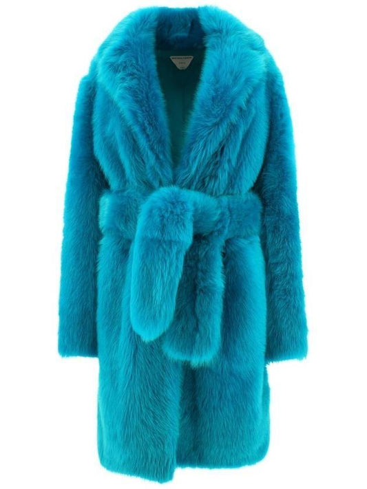 Lambskin Fur Coat Blue - BOTTEGA VENETA - BALAAN 1