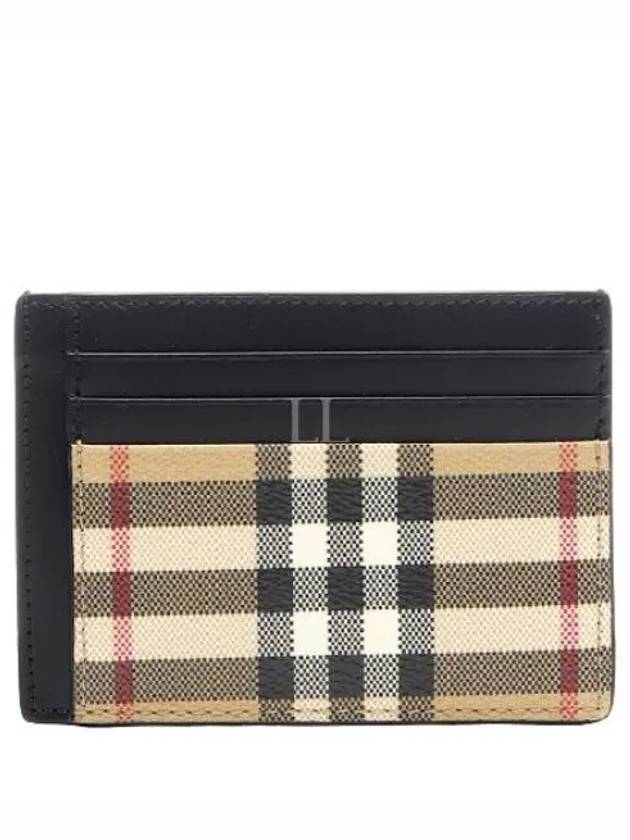 Check Logo Engraved Card Wallet Beige Black - BURBERRY - BALAAN 2