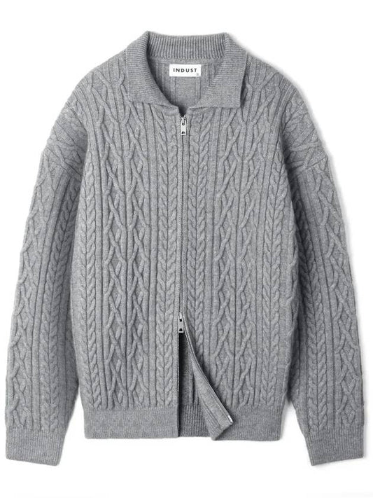 Fisherman collar zip up knit gray - INDUST - BALAAN 2