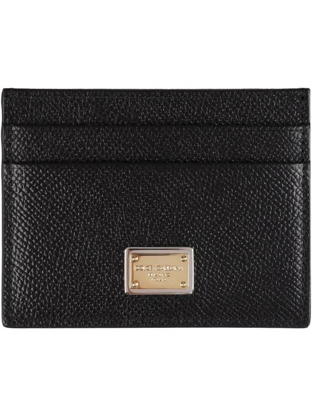 Logo Patch Calfskin Card Wallet Black - DOLCE&GABBANA - BALAAN 3