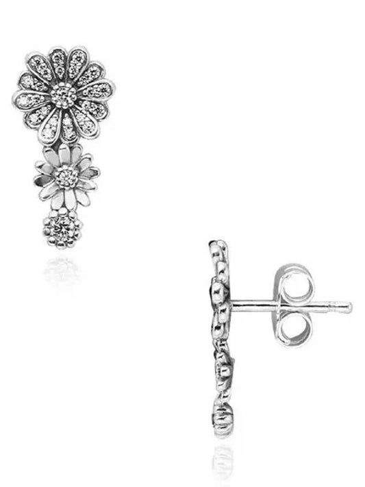 Sparkling Daisy Flower Trio Stud Earrings Sterling Silver Clear - PANDORA - BALAAN 2