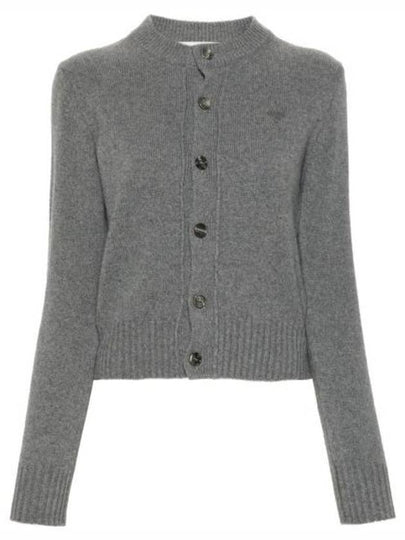 Logo Cashmere Wool Cardigan Grey - AMI - BALAAN 2