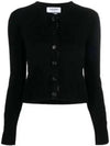 Crew Neck Cashmere Crop Cardigan Black - THOM BROWNE - BALAAN 2