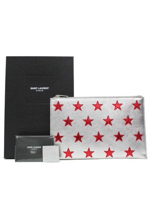 Red Star Point Clutch Bag Silver - SAINT LAURENT - BALAAN 7