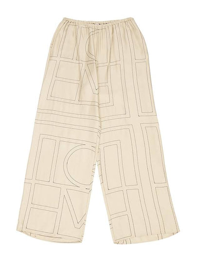 Silk Monogram Print Pyjamas Straight Pants Ivory - TOTEME - BALAAN 2