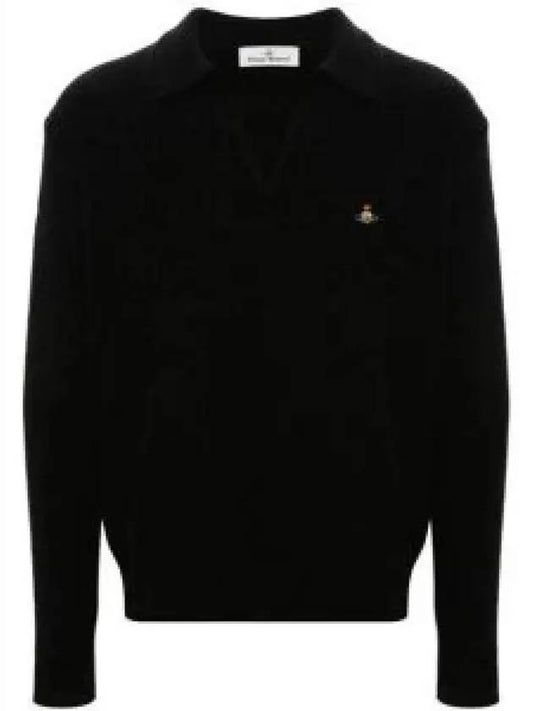 Football Polo Wool Knit Top Black - VIVIENNE WESTWOOD - BALAAN 2