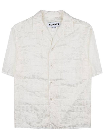 Monogram Logo Jacquard Short Sleeve Shirt White - SUNNEI - BALAAN 1