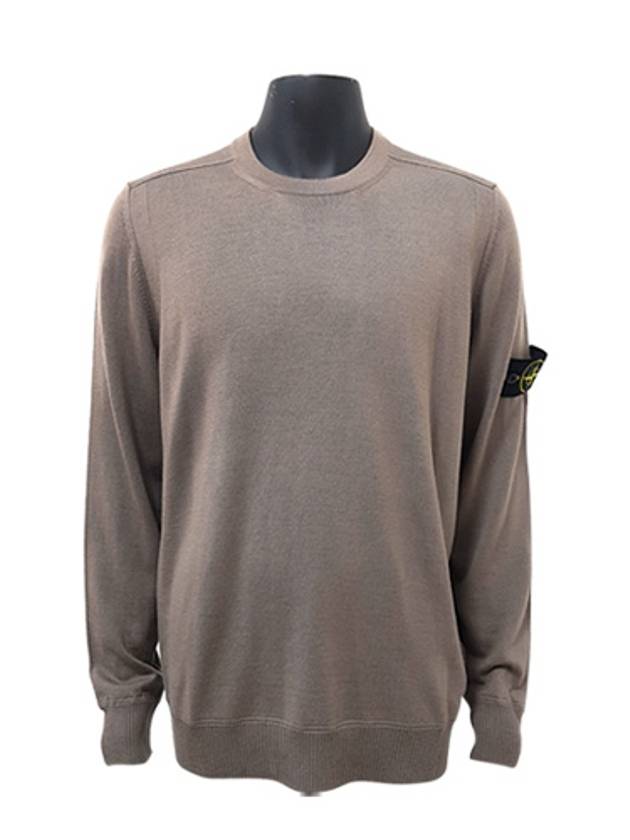 Light Wool Crewneck Knit Top Taupe - STONE ISLAND - BALAAN 1