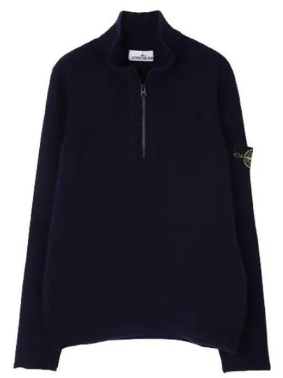 Wappen Patch Lambswool Half-Zip Knit Top Navy - STONE ISLAND - BALAAN 2