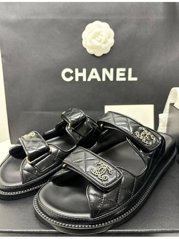 CC Logo Velcro Sandals Black - CHANEL - BALAAN 3