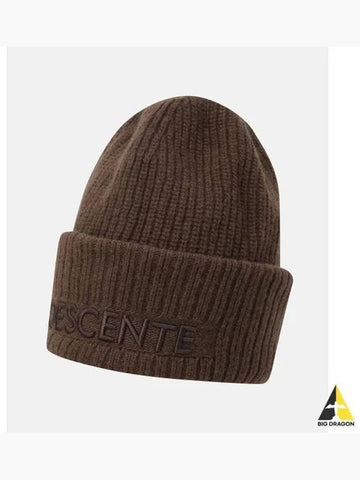 Logo Embroidered Bulky Beanie Brown SP423UKCO2 - DESCENTE - BALAAN 1