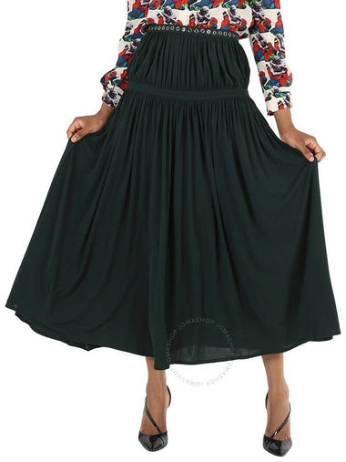 Chloe Ladies Eclipse Green Bohemian Jupon Fluid Pleated Midi Skirt, Brand Size 38 (US Size 6) - CHLOE - BALAAN 1