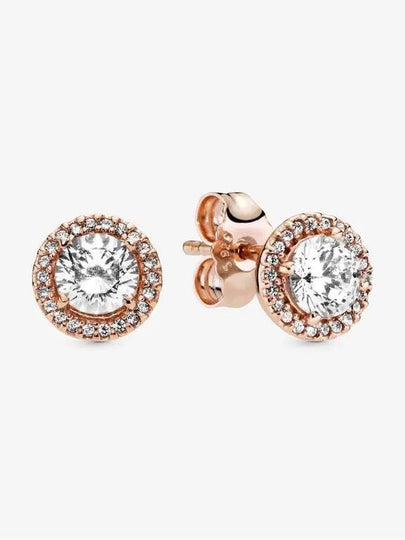 Women's Round Sparkle Halo Stud Earrings Rose Gold - PANDORA - BALAAN 2