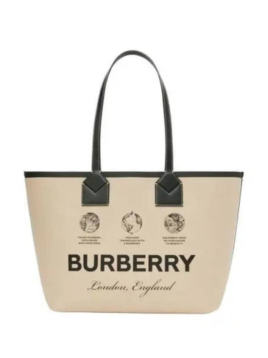 Label Print Medium London Cotton Tote Bag Beige - BURBERRY - BALAAN 2