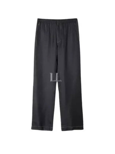 Stitched Silk Straight Pants Black - PRADA - BALAAN 2