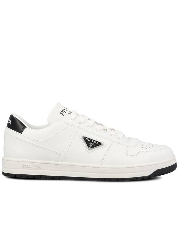 Downtown Triagle Logo Leather Low Top Sneakers White - PRADA - BALAAN 2