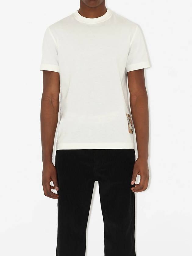 Check Label Cotton Short Sleeve T-Shirt Chalk - BURBERRY - BALAAN 4