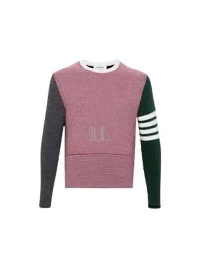 Herringbone Float 4 Bar Classic Crew Neck Virgin Wool Knit Top Red - THOM BROWNE - BALAAN 2