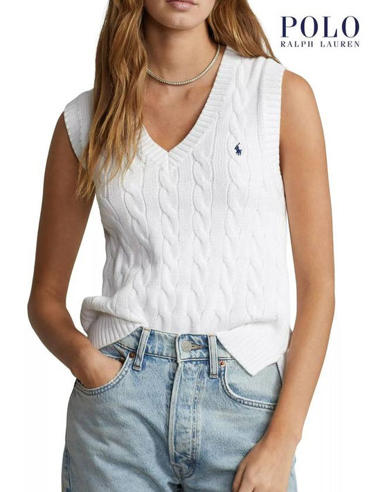 Women s Logo Vest Knit Top White - POLO RALPH LAUREN - BALAAN 2