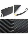 440222 Black Matelasse Monogram Document Holder Strap Clutch - SAINT LAURENT - BALAAN 6