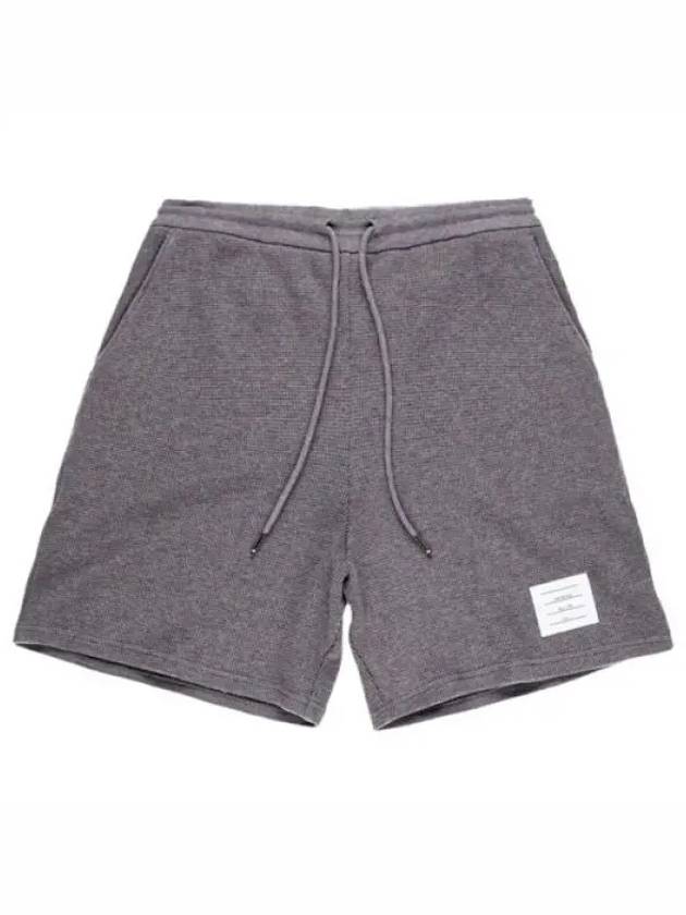 Men's Textured Cotton Shorts Grey - THOM BROWNE - BALAAN 2