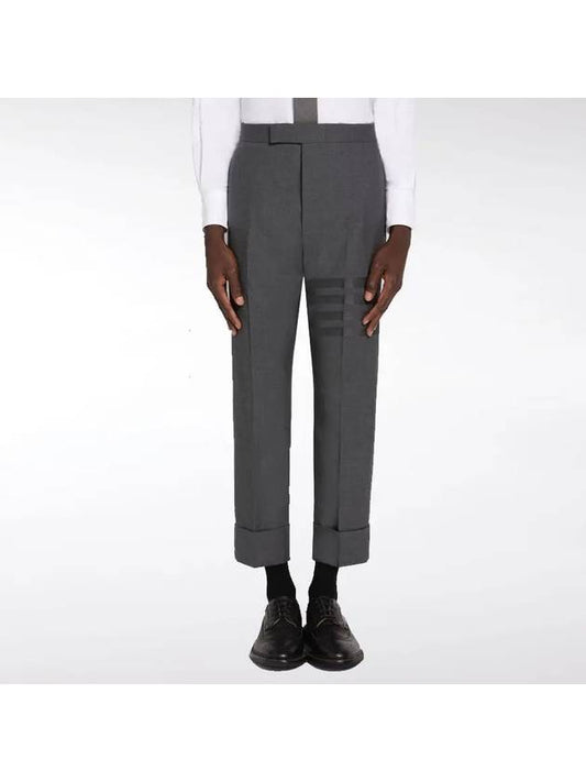 Diagonal Plain Weave Classic Wool Slacks Grey - THOM BROWNE - BALAAN 2