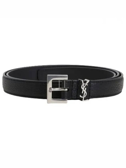 Men's Monogram Grain Belt Black - SAINT LAURENT - BALAAN 2