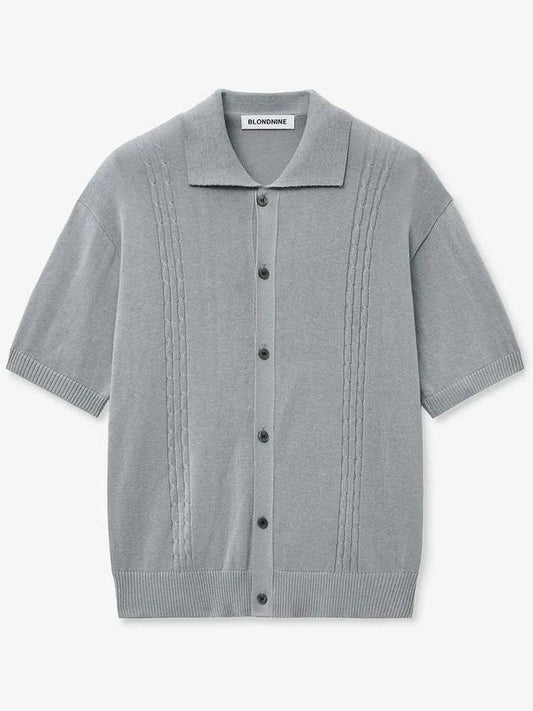 Soft cable collar short sleeve cardigan_gray - BLONDNINE - BALAAN 1