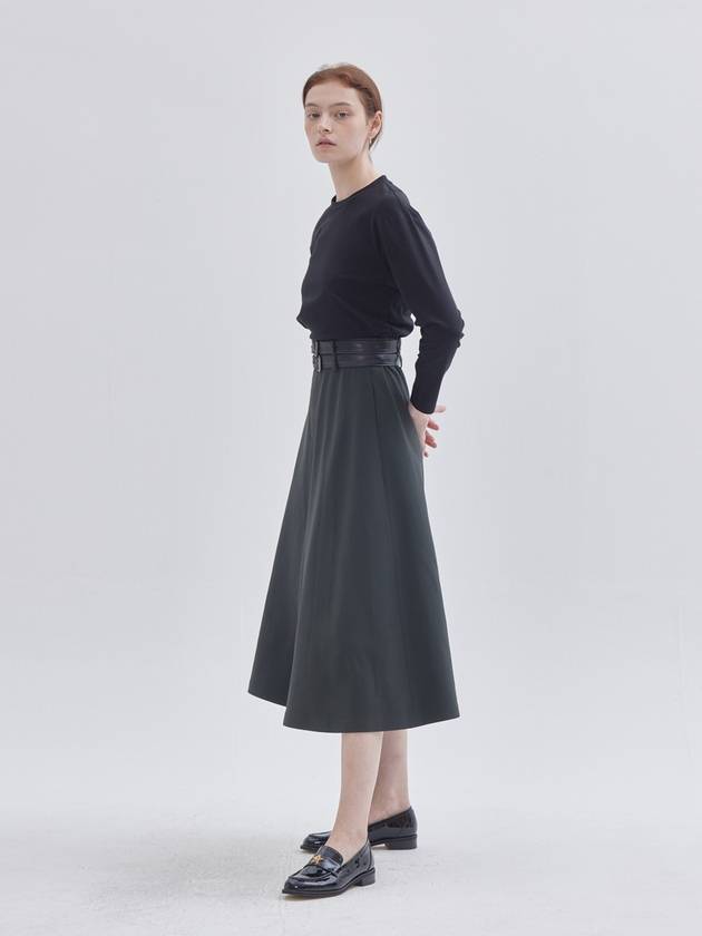 Two Belted A-Line Long Skirt Green - LIE - BALAAN 2