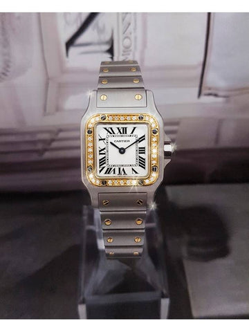 Santos Women s Square Combi Band Diamond Watch - CARTIER - BALAAN 1