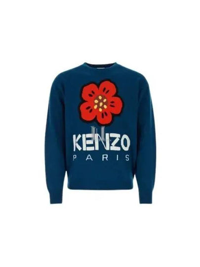 Boke Flower Merino Wool Knit Top Blue - KENZO - BALAAN 2