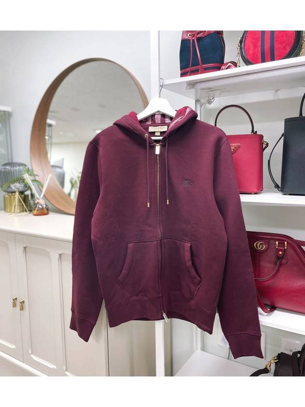 Logo Cotton Hooded Zip-Up Burgundy - BURBERRY - BALAAN 2