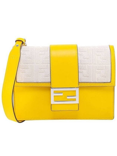 FF Flat Baguette Leather Cross Bag Yellow - FENDI - BALAAN 1