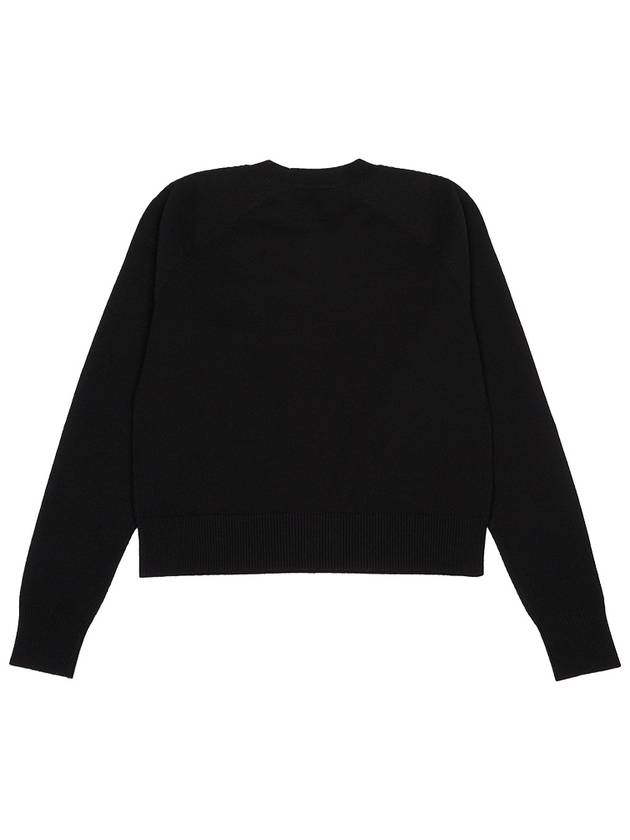 Embroidered Logo Wool Knit Top Black - PATOU - BALAAN 3