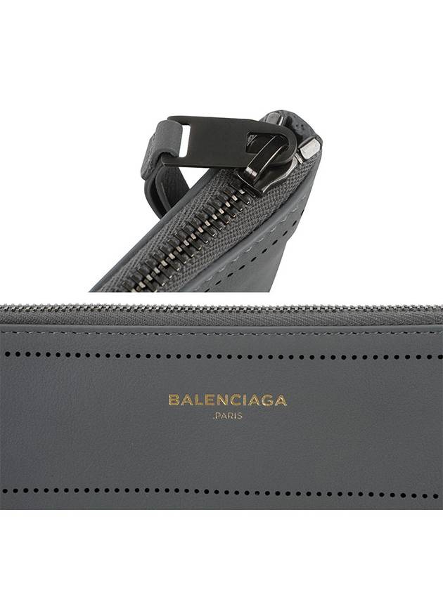 Logo Leather Clutch Bag Grey - BALENCIAGA - BALAAN 4