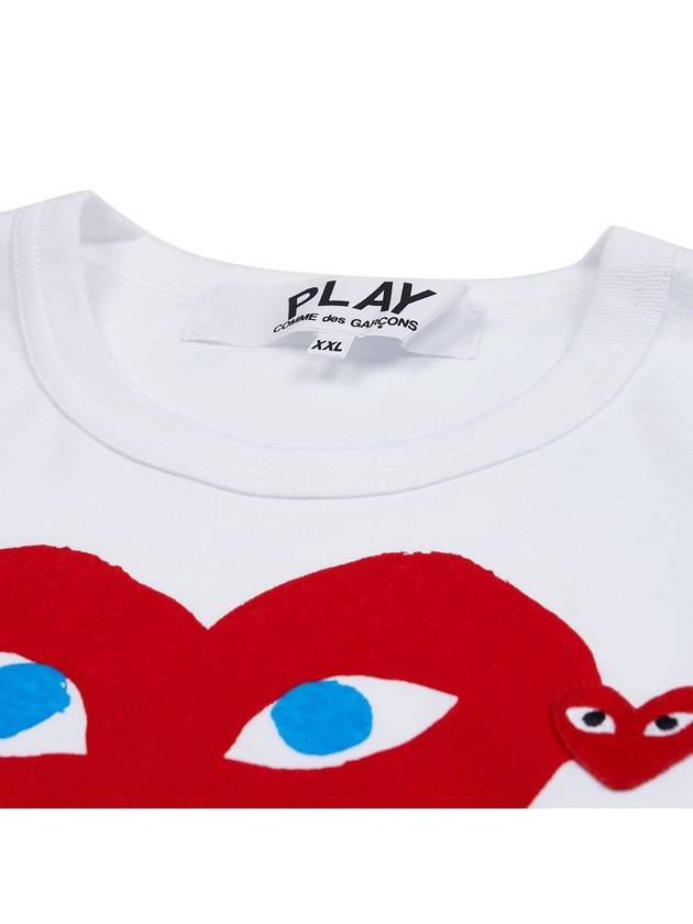 Play Men's Double Blue Eyes Heart Red Wappen Short Sleeve T-Shirt White - COMME DES GARCONS - BALAAN 5