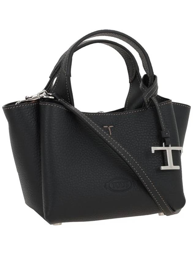 Micro Leather Tote Bag Black - TOD'S - BALAAN 4