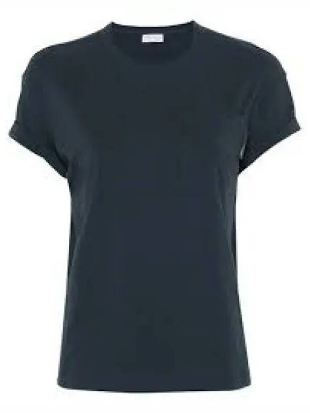 Stretch Cotton Jersey Short Sleeve T-Shirt Blue - BRUNELLO CUCINELLI - BALAAN 2