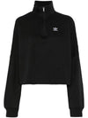 Essentials Half Zip Fleece Crop Sweatshirt Black - ADIDAS - BALAAN 1