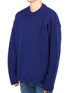 Crew Neck Wool Knit Top Blue - TEN C - BALAAN 3