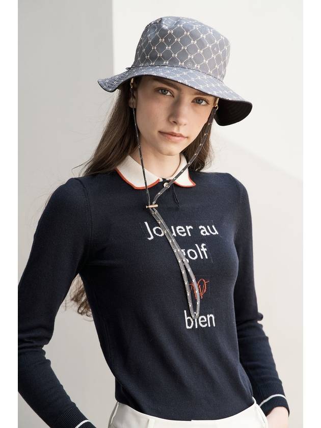 LETTERING T-COLLAR KNITNAVY - AOW - BALAAN 1