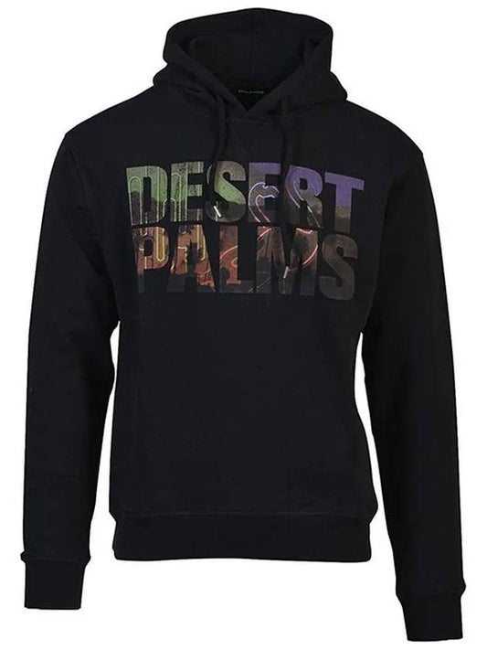 Desert Palms Print Pullover Hoodie Black - DSQUARED2 - BALAAN 2