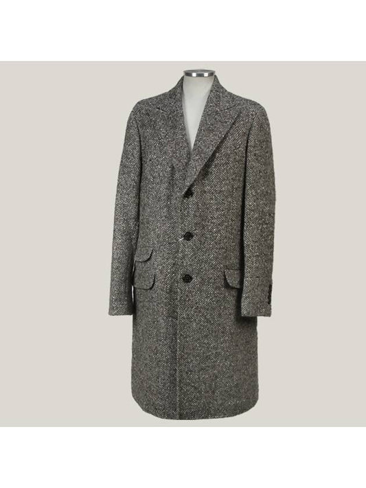 Men's Wool Long Single Coat Brown Multi - BRUNELLO CUCINELLI - BALAAN 2