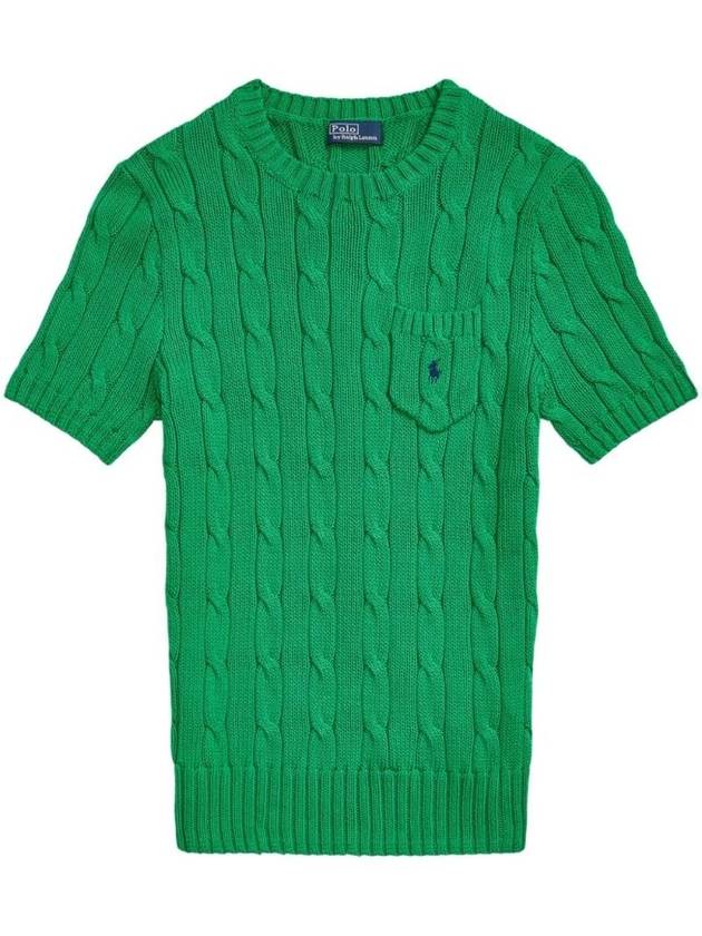 Embroidered Pony Pocket Knit Top Green - POLO RALPH LAUREN - BALAAN 1