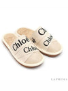 Woody Logo Canvas Slippers Beige - CHLOE - BALAAN.